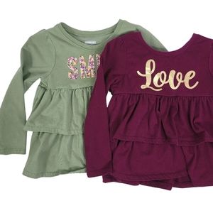 GIRLS 3T LONG SLEEVED SHIRTS SET OF TWO